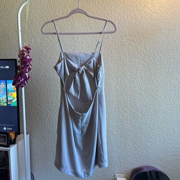LULUS TOAST TO LIFE GREY MINI DRESS - Picture 2 of 4